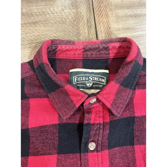 Vintage Field & Stream Red Black Plaid Flannel Mens Long Sleeve Button Shirt XXL - Picture 8 of 16